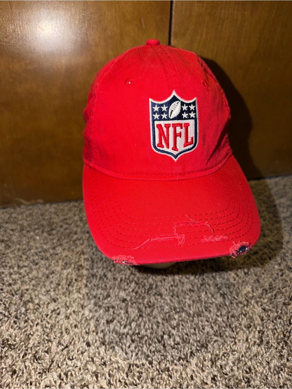 NFL Red Distressed Shield Baseball Cap